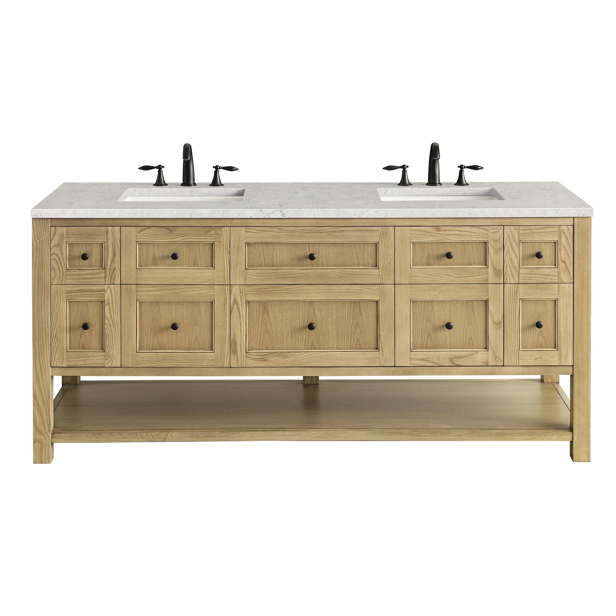 Breckenridge 72" Double Vanity, Light Natural Oak w/ 3 CM Eternal Jasmine Pearl Top