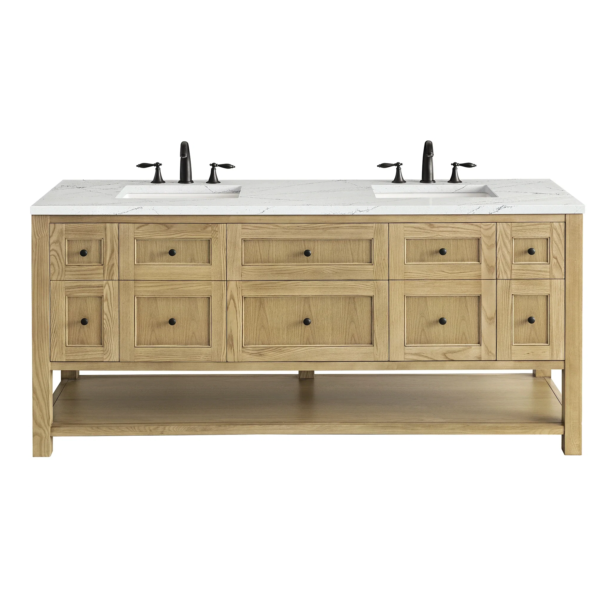 Breckenridge 72" Double Vanity, Light Natural Oak w/ 3 CM Ethereal Noctis Top