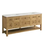 Breckenridge 72" Double Vanity, Light Natural Oak w/ 3 CM Lime Delight Top