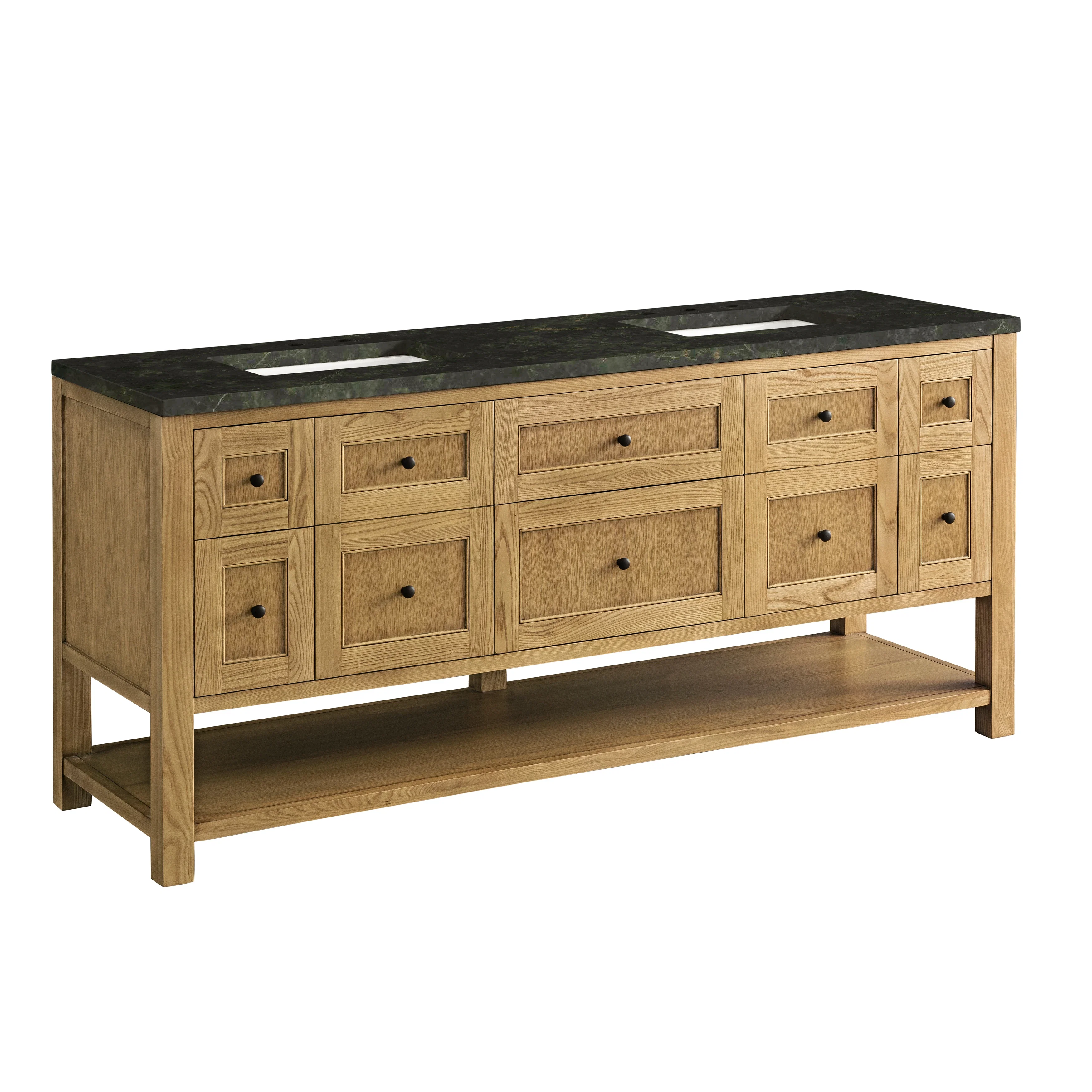 Breckenridge 72" Double Vanity, Light Natural Oak, w/ 3 CM Phantome Eclos Top