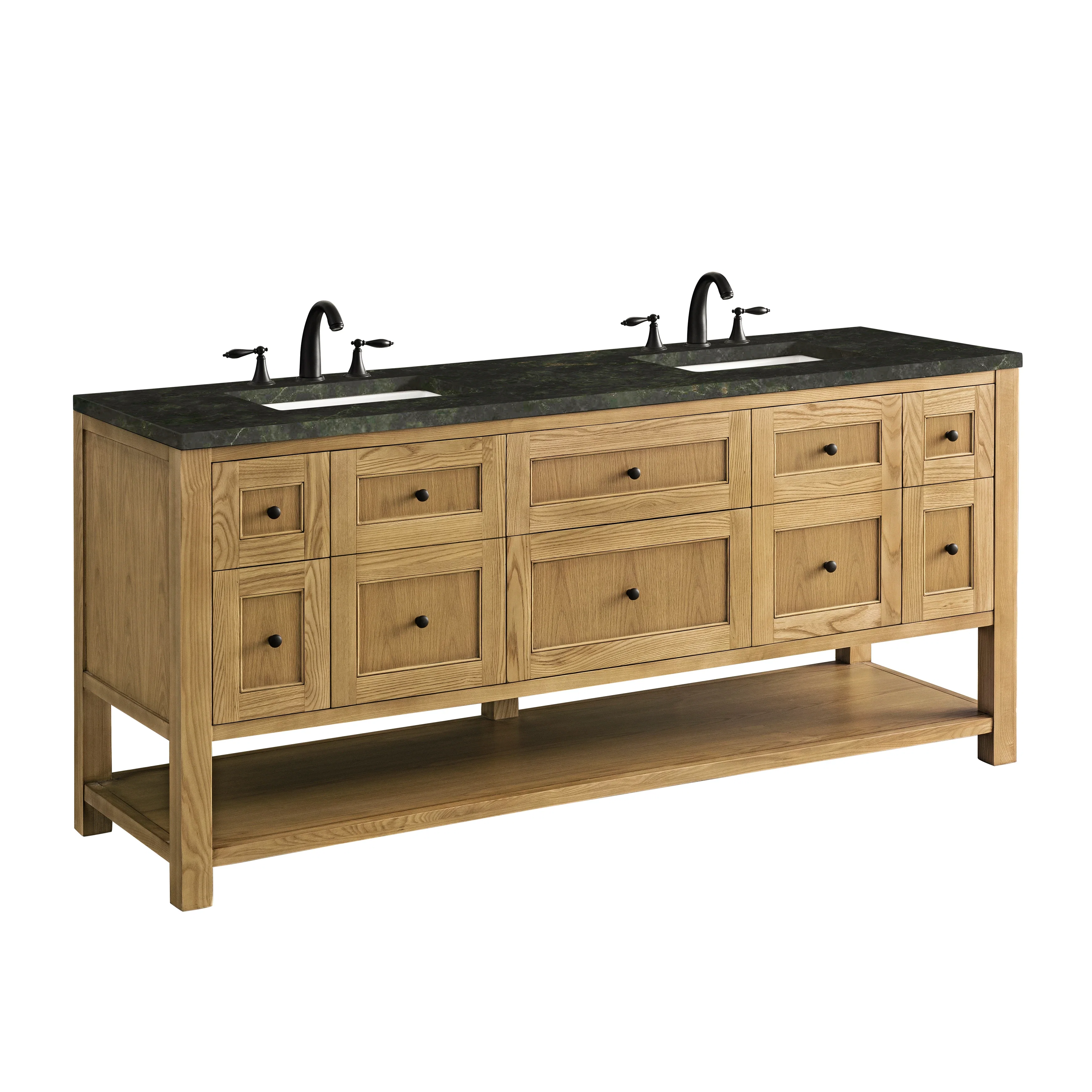 Breckenridge 72" Double Vanity, Light Natural Oak, w/ 3 CM Phantome Eclos Top