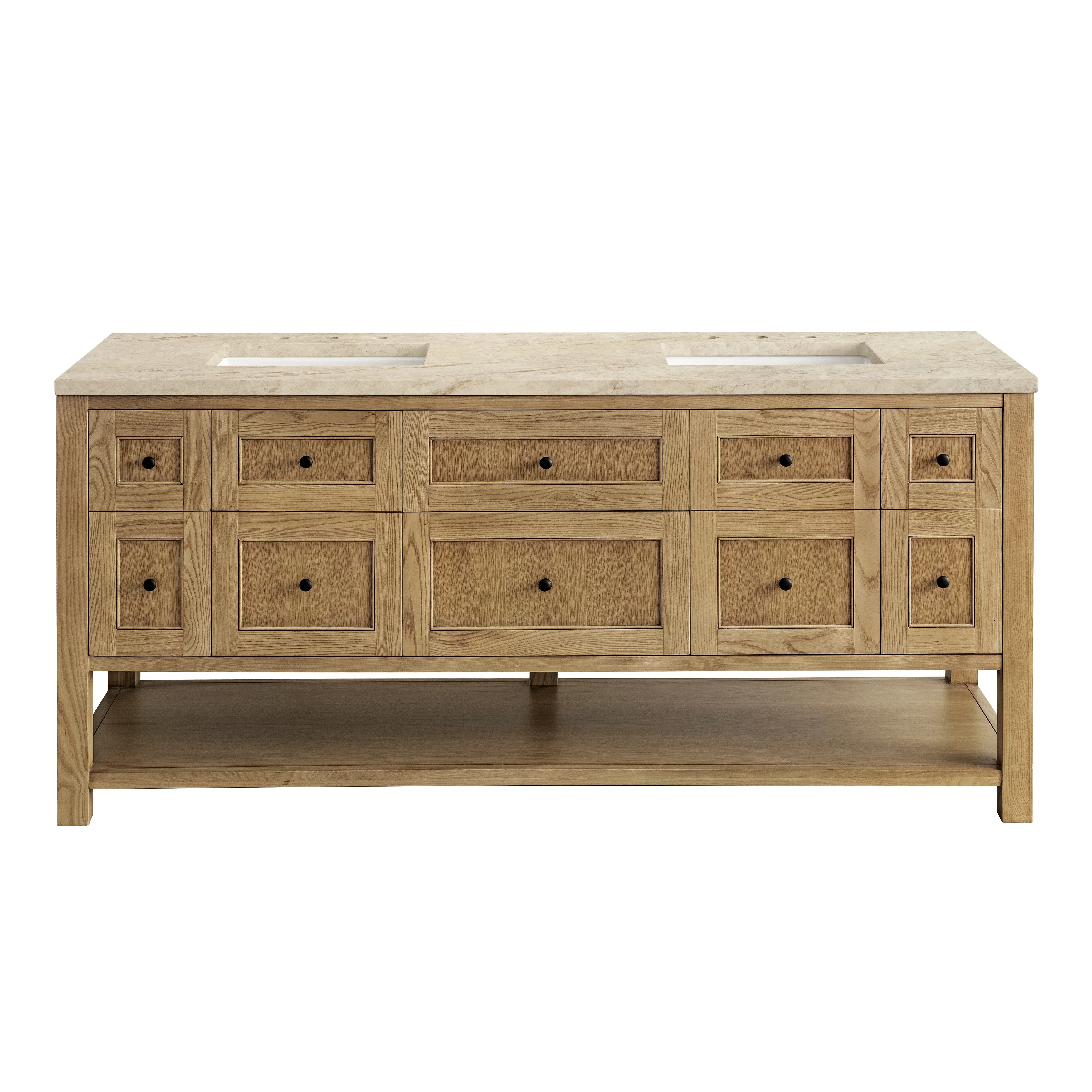 Breckenridge 72" Double Vanity, Light Natural Oak, w/ 3 CM Tajnar Eclos Top