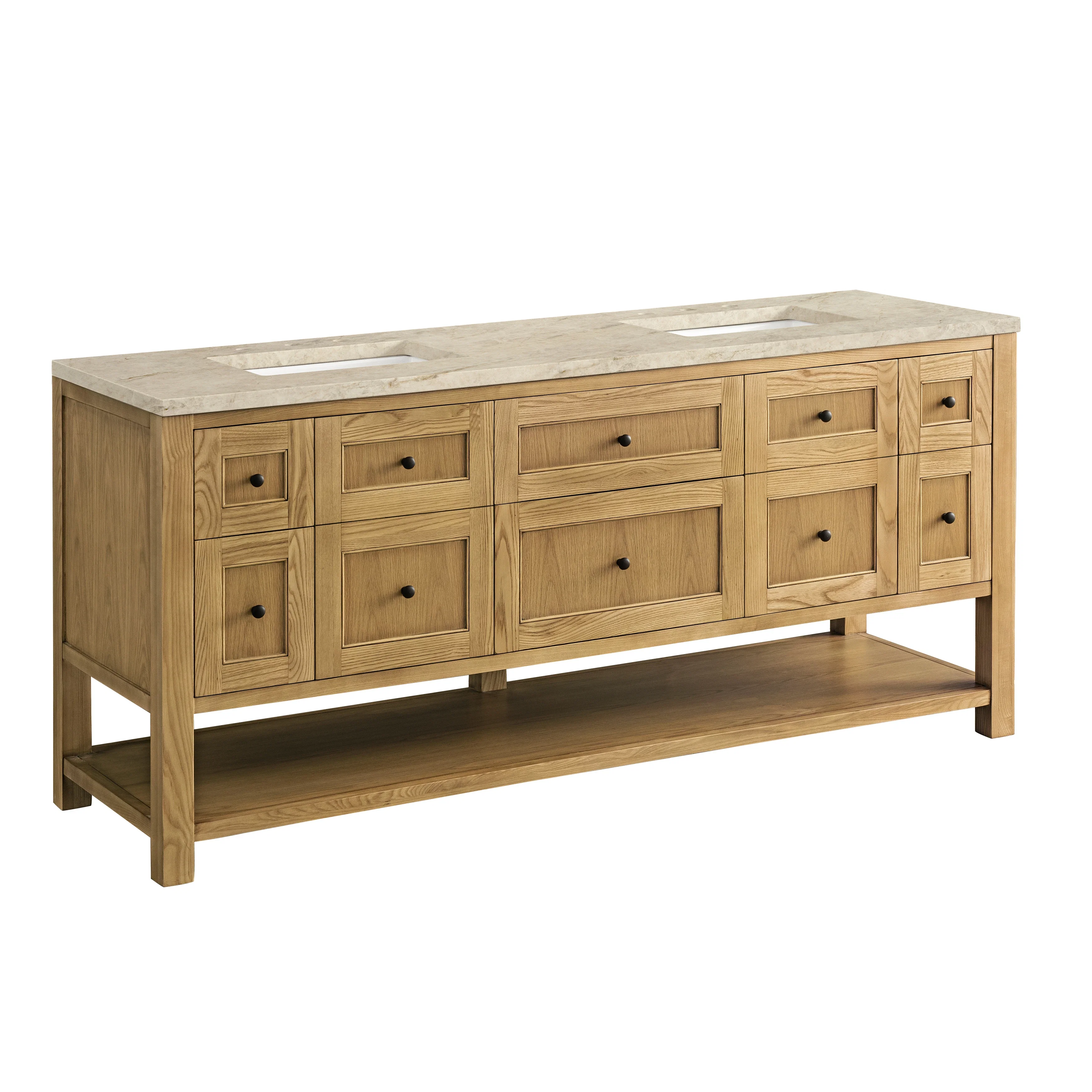 Breckenridge 72" Double Vanity, Light Natural Oak, w/ 3 CM Tajnar Eclos Top