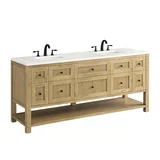Breckenridge 72" Double Vanity, Light Natural Oak w/ 3 CM White Zeus Top