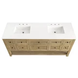 Breckenridge 72" Double Vanity, Light Natural Oak w/ 3 CM White Zeus Top