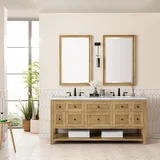 Breckenridge 72" Double Vanity, Light Natural Oak w/ 3 CM Eternal Jasmine Pearl Top w/FreePower Wireless Charger