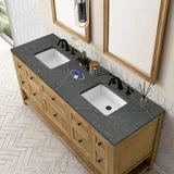 Breckenridge 72" Double Vanity, Light Natural Oak w/ 3 CM Parisien Bleu Top w/FreePower Wireless Charger
