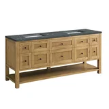 Breckenridge 72" Double Vanity, Light Natural Oak w/ 3 CM Parisien Bleu Top w/FreePower Wireless Charger