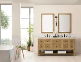 Breckenridge 72" Double Vanity, Light Natural Oak, w/ 3 CM Siberian Silestone Top w/FreePower Wireless Charger