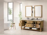 Breckenridge 72" Double Vanity, Light Natural Oak, w/ 3 CM Siberian Silestone Top w/FreePower Wireless Charger