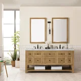 Breckenridge 72" Double Vanity, Light Natural Oak w/ 3 CM Victorian Silver Top w/FreePower Wireless Charger