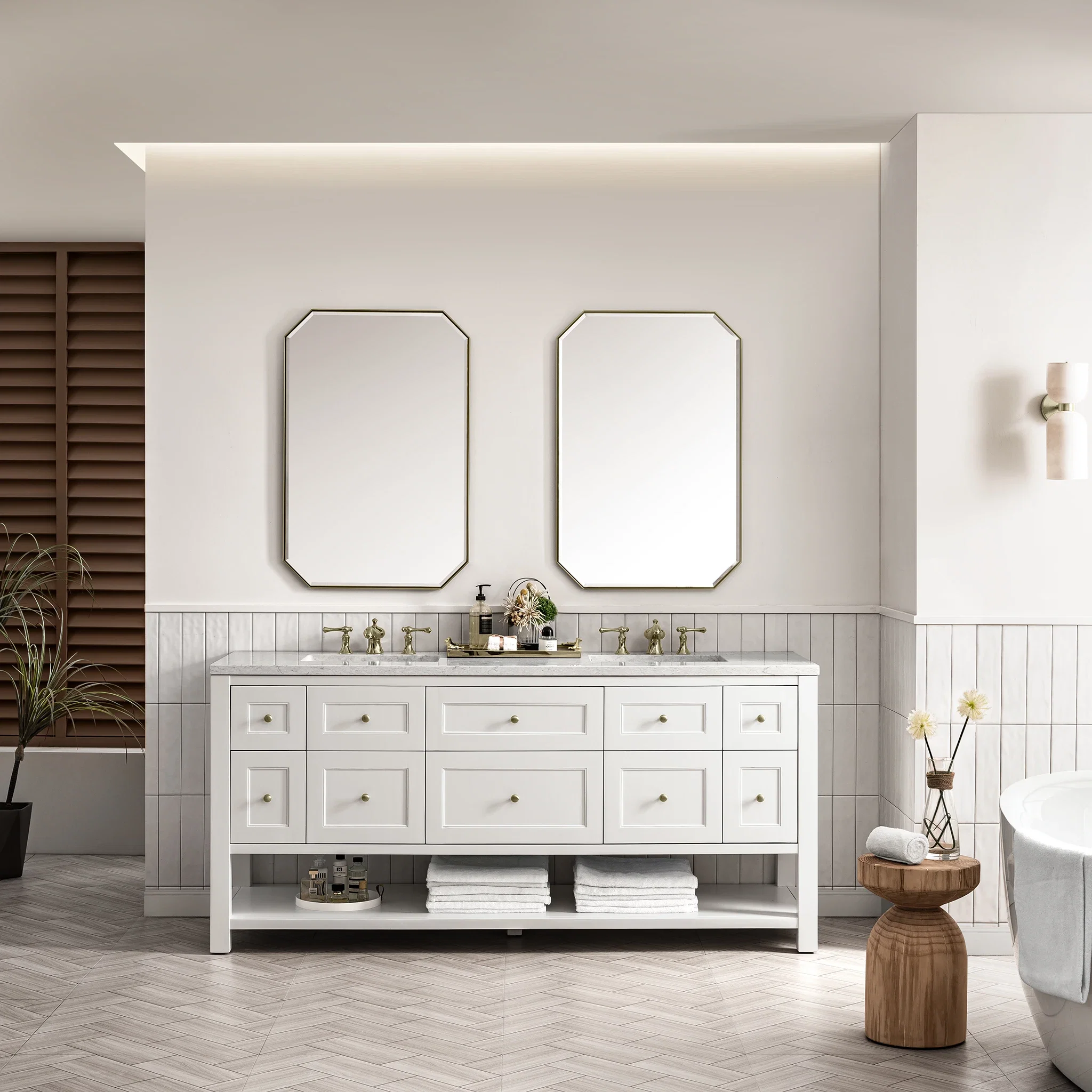 Breckenridge 72" Double Vanity Base Only, Bright White