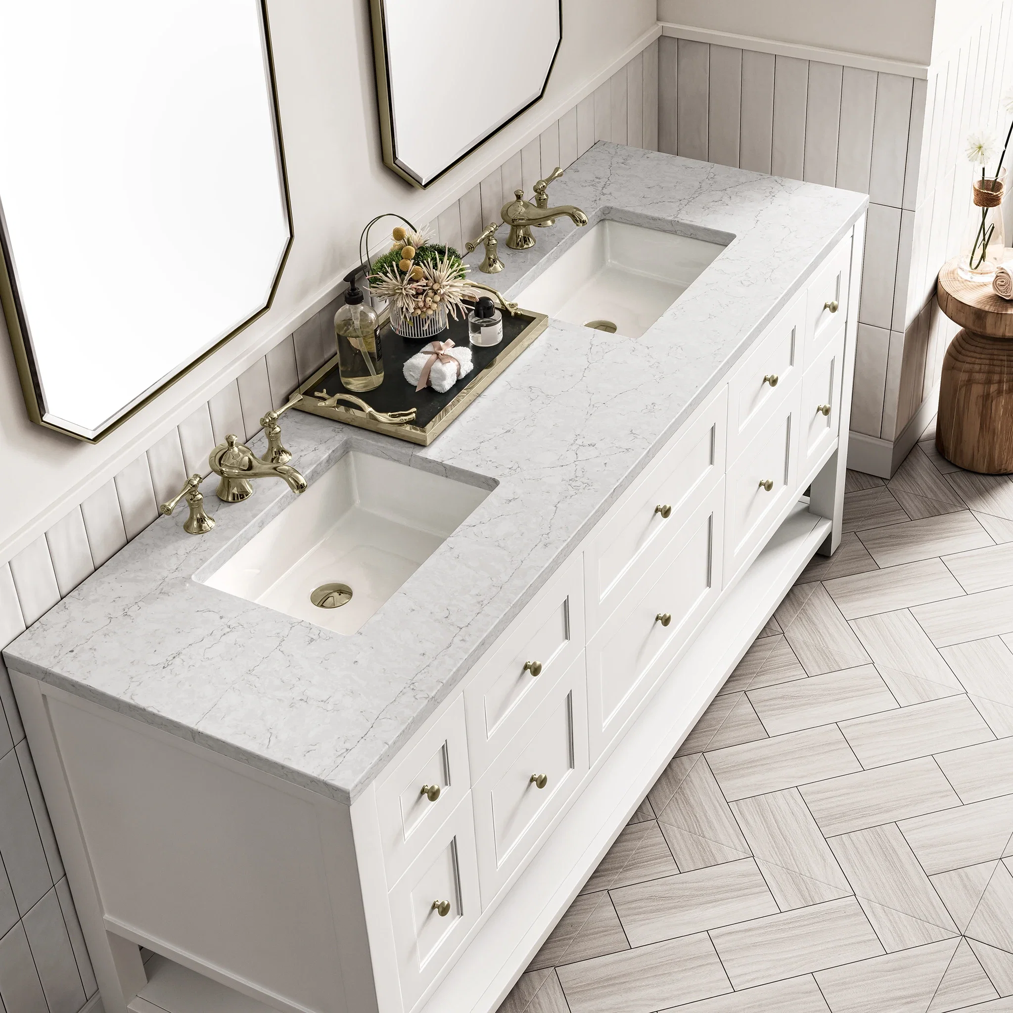 Breckenridge 72" Double Vanity Base Only, Bright White