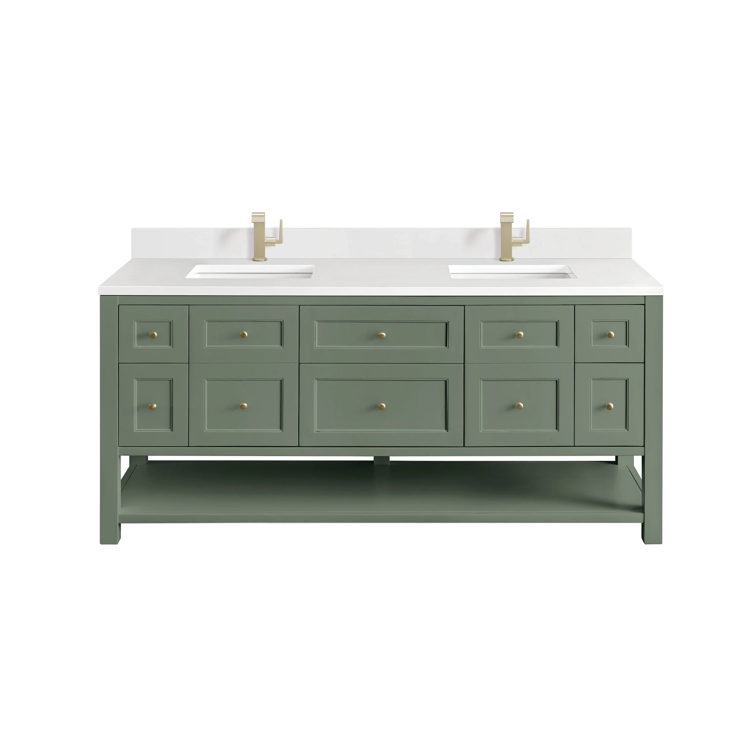 Breckenridge 72" Double Vanity, Smokey Celadon w/ Single Hole 3 CM White Zeus Top & Backsplash