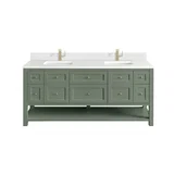 Breckenridge 72" Double Vanity, Smokey Celadon w/ Single Hole 3 CM White Zeus Top & Backsplash