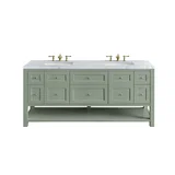 Breckenridge 72" Double Vanity, Smokey Celadon w/ 3 CM Carrara Marble Top