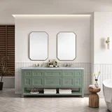 Breckenridge 72" Double Vanity, Smokey Celadon w/ 3 CM Carrara Marble Top