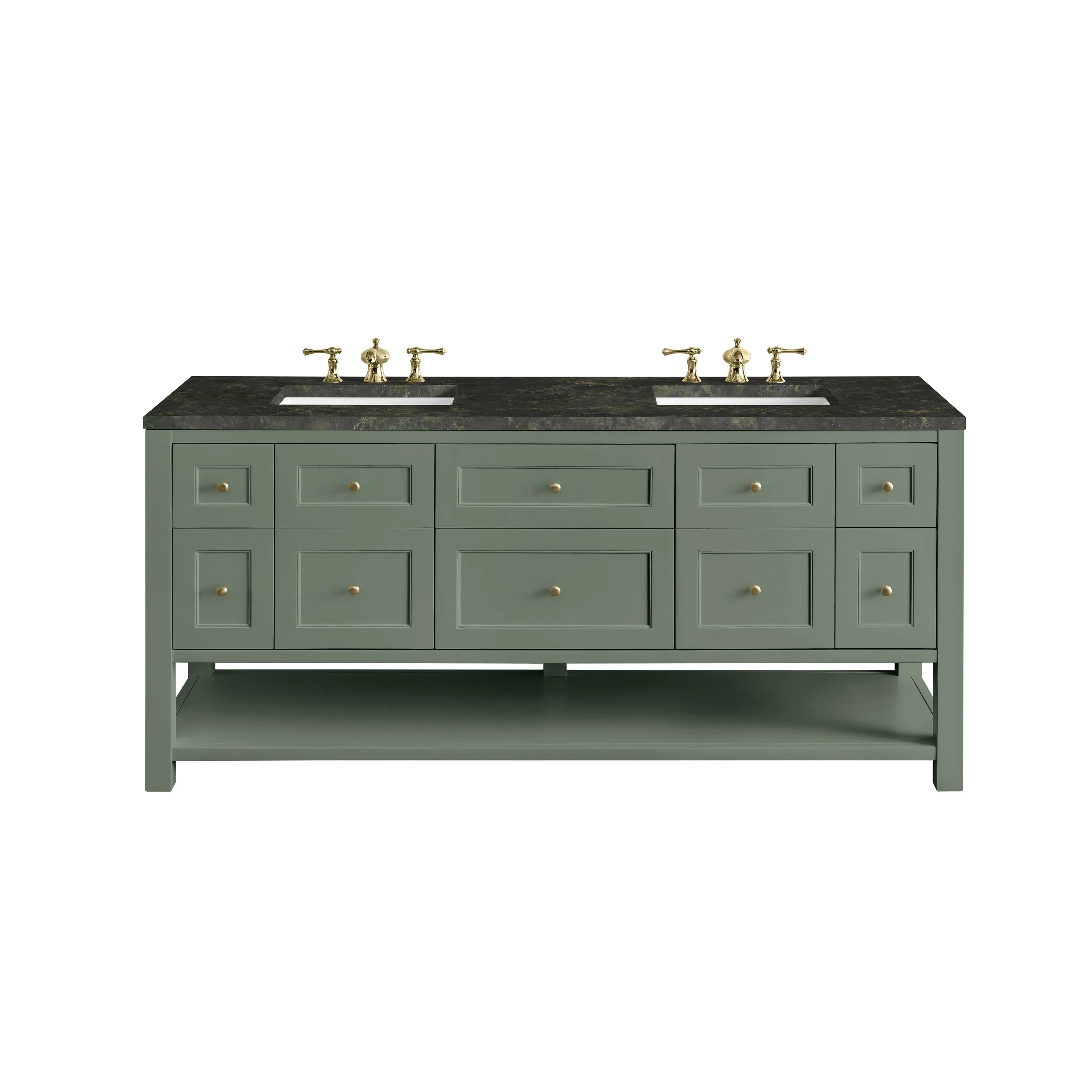 Breckenridge 72" Double Vanity, Smokey Celadon, w/ 3 CM Phantome Eclos Top