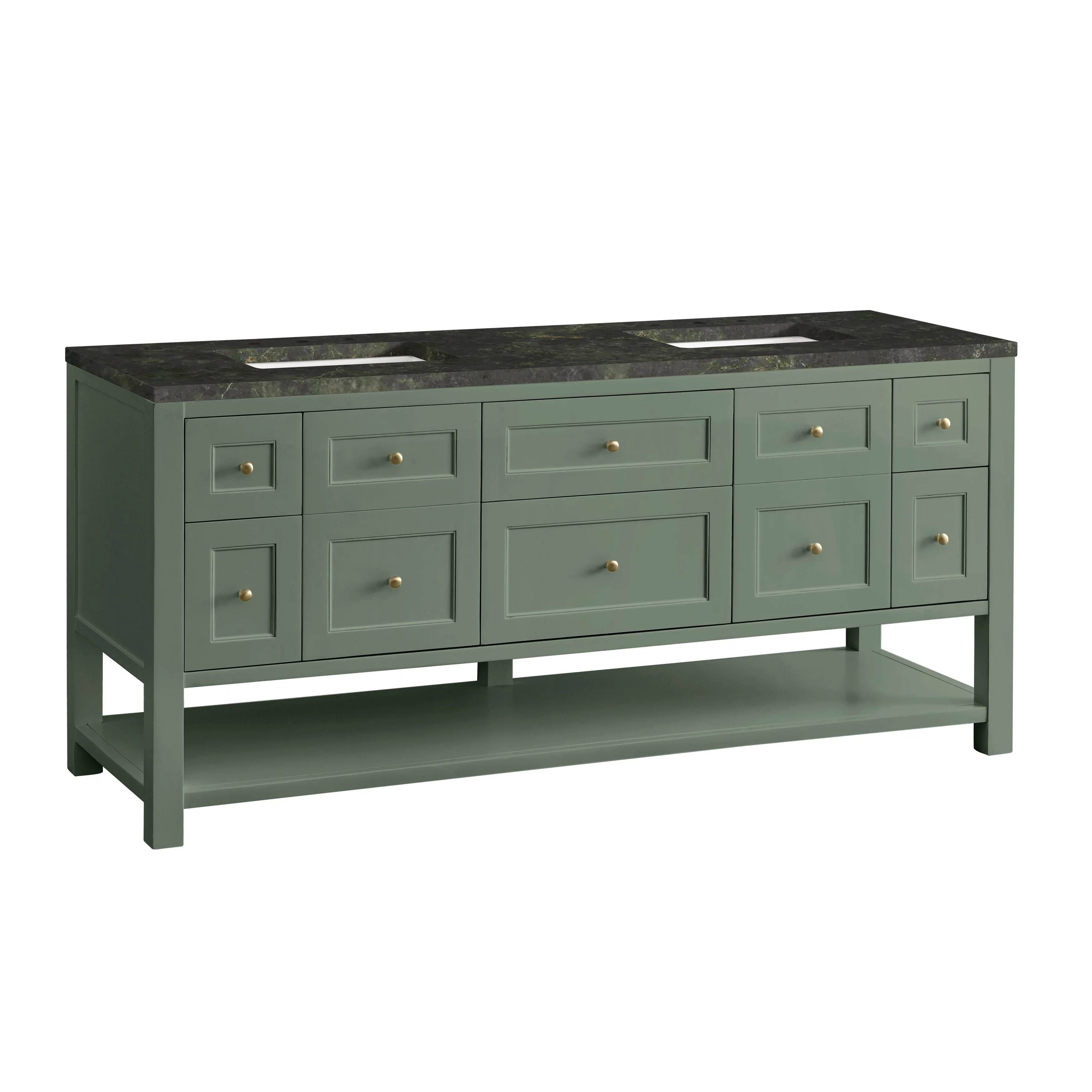 Breckenridge 72" Double Vanity, Smokey Celadon, w/ 3 CM Phantome Eclos Top