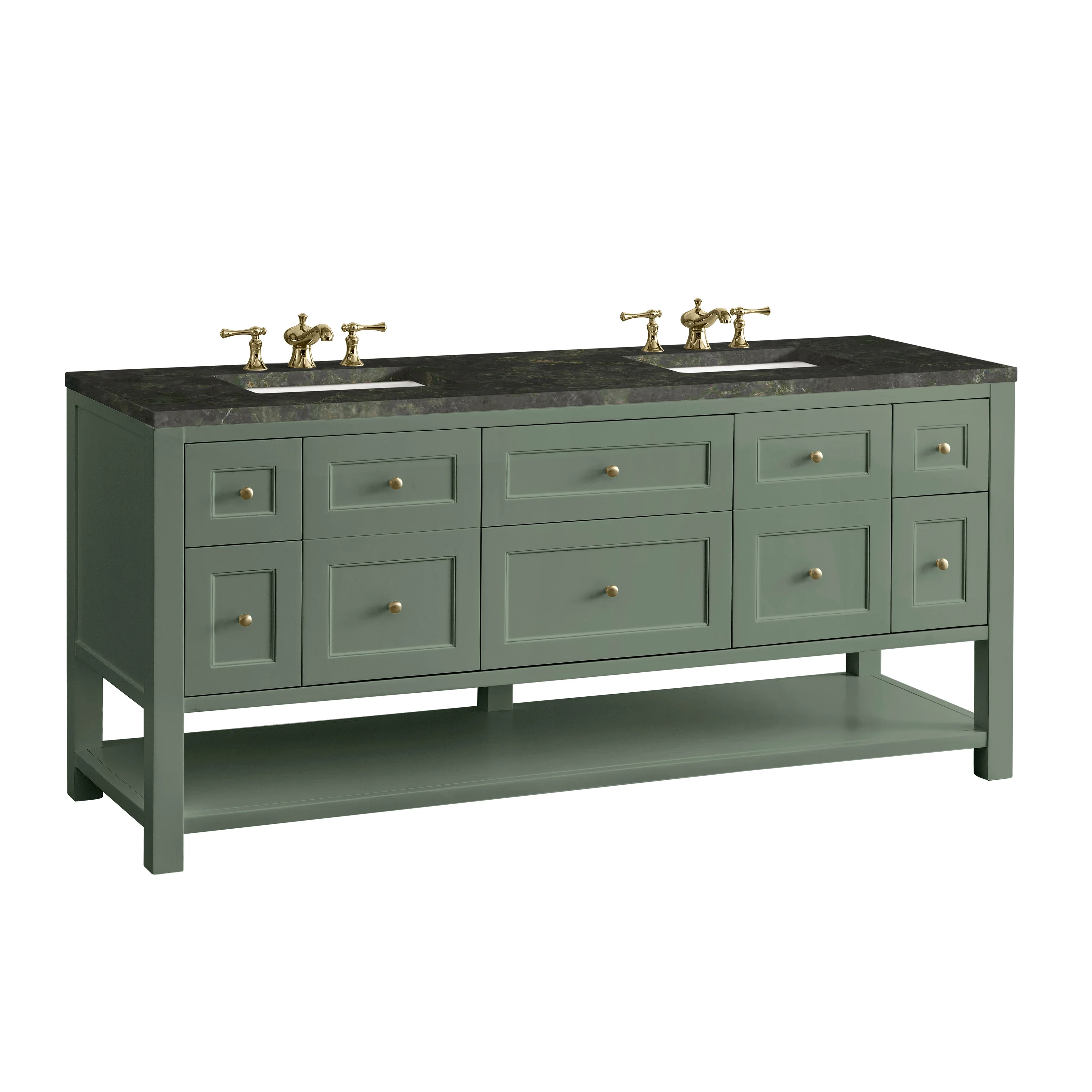 Breckenridge 72" Double Vanity, Smokey Celadon, w/ 3 CM Phantome Eclos Top