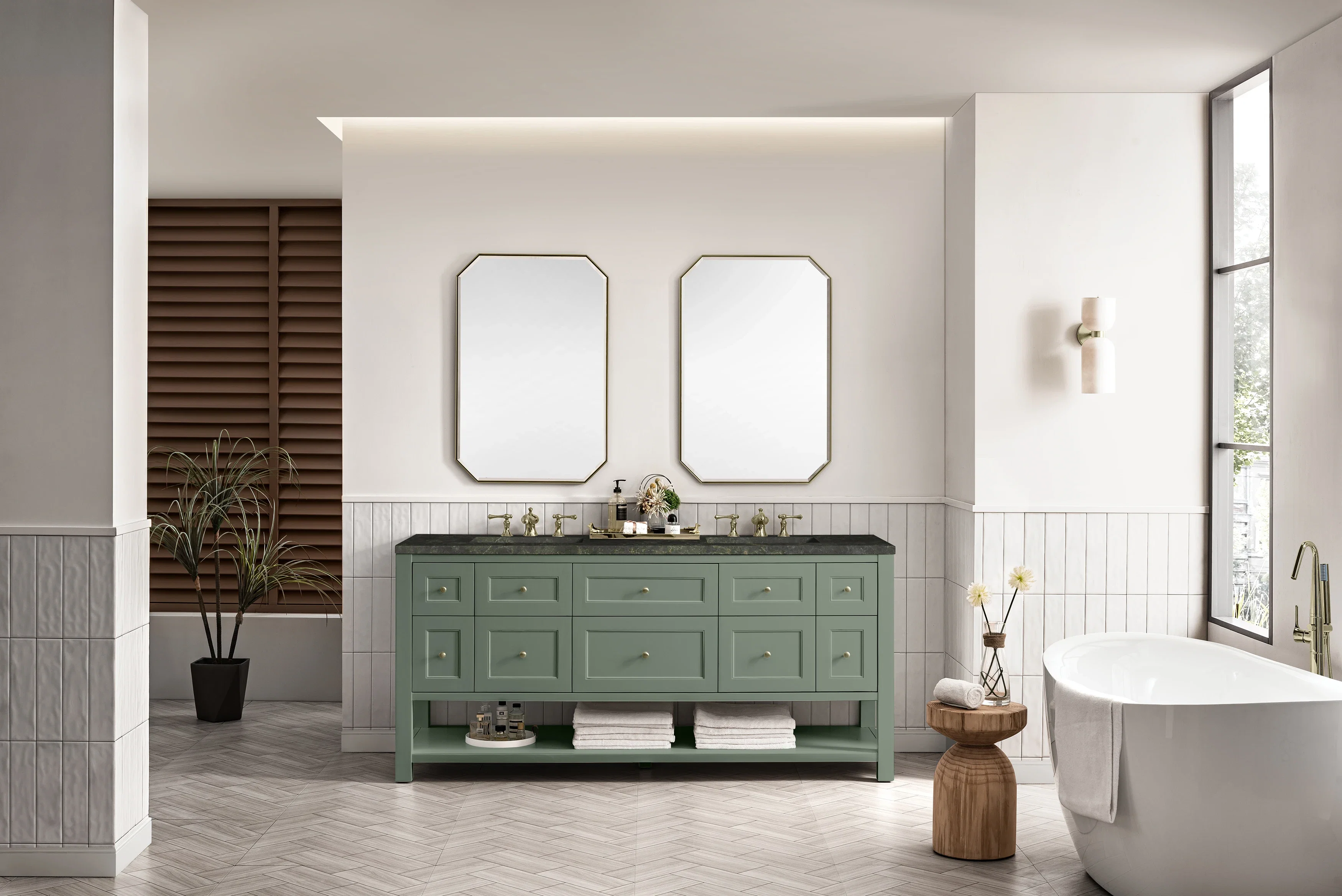 Breckenridge 72" Double Vanity, Smokey Celadon, w/ 3 CM Phantome Eclos Top