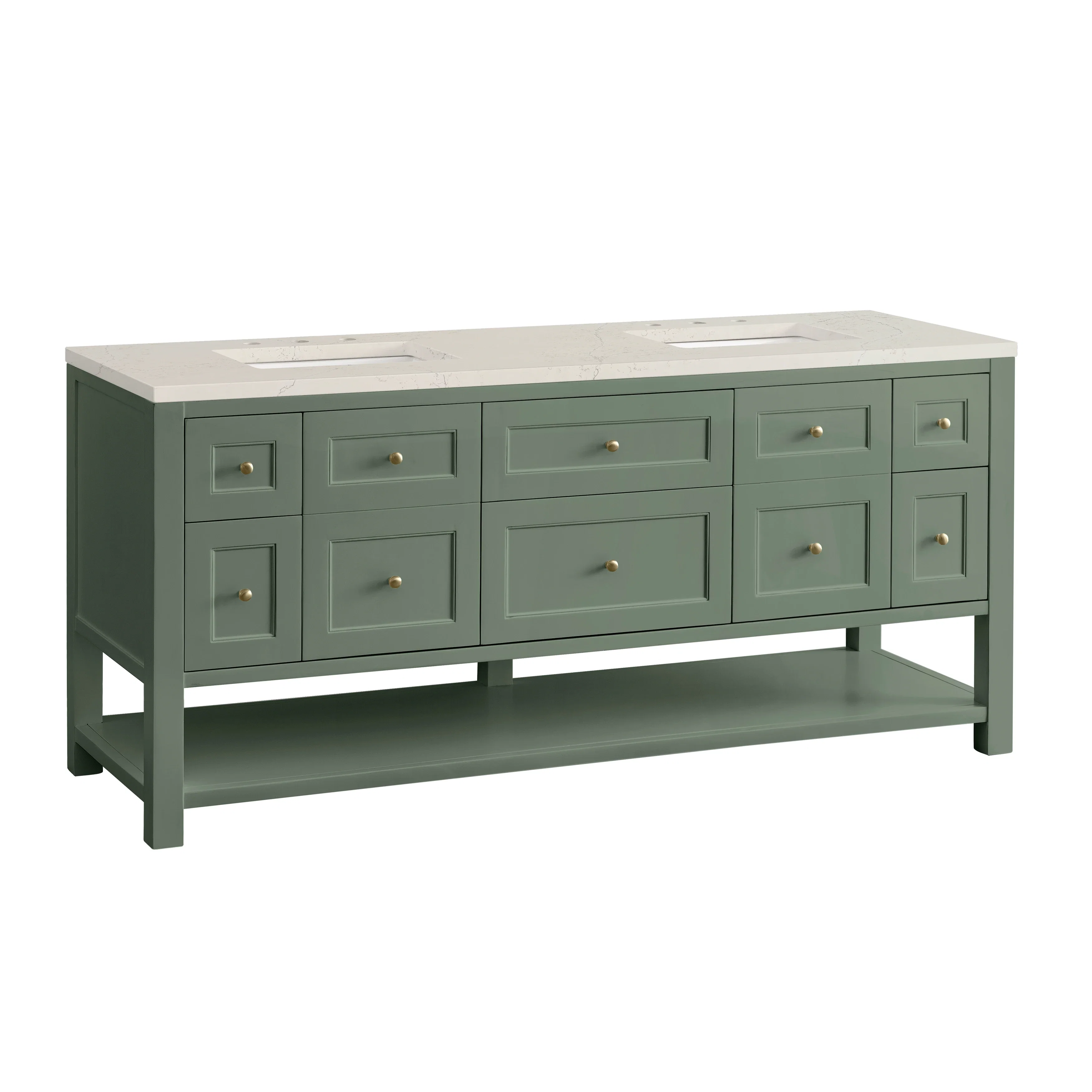 Breckenridge 72" Double Vanity, Smokey Celadon, w/ 3 CM Siberian Silestone Top