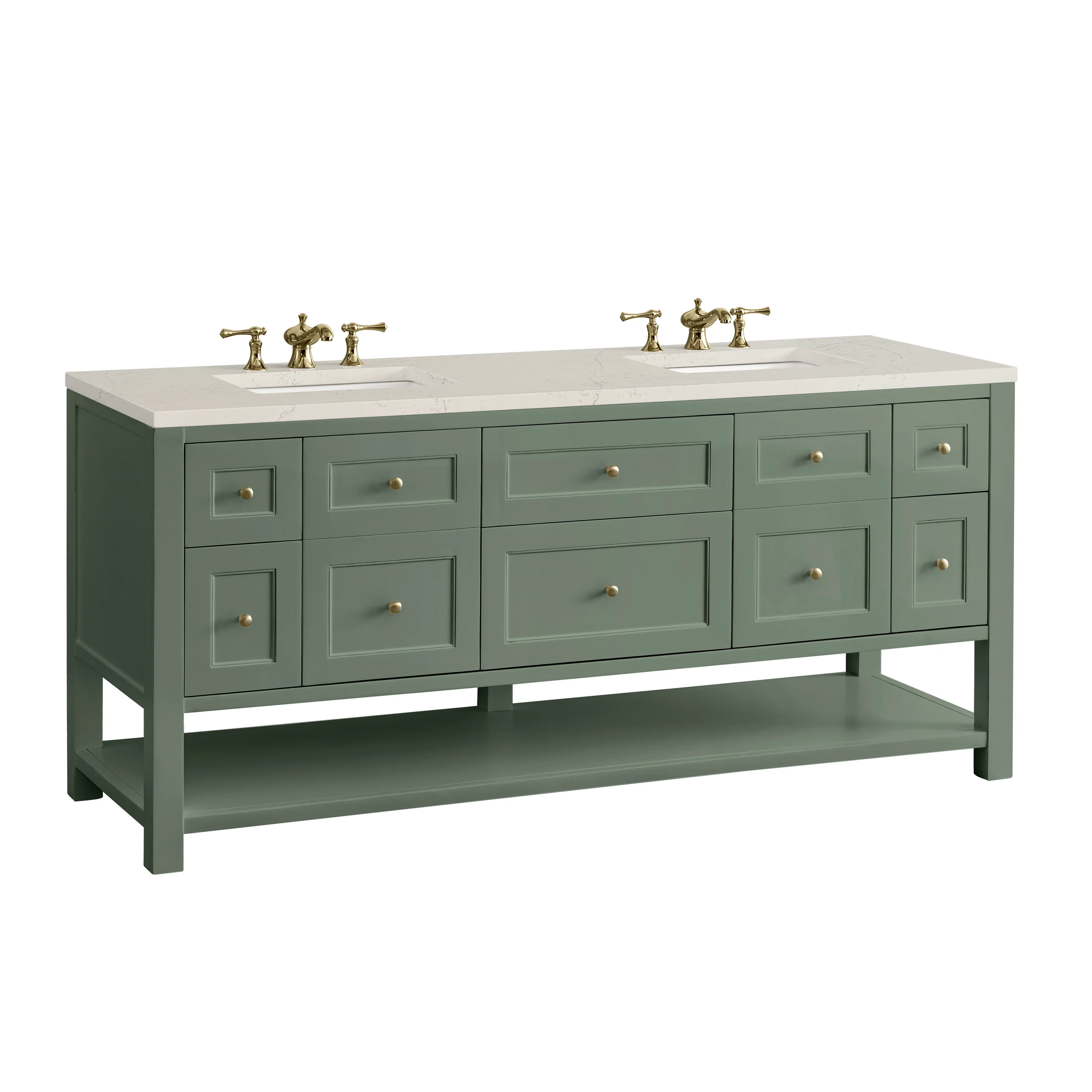 Breckenridge 72" Double Vanity, Smokey Celadon, w/ 3 CM Siberian Silestone Top