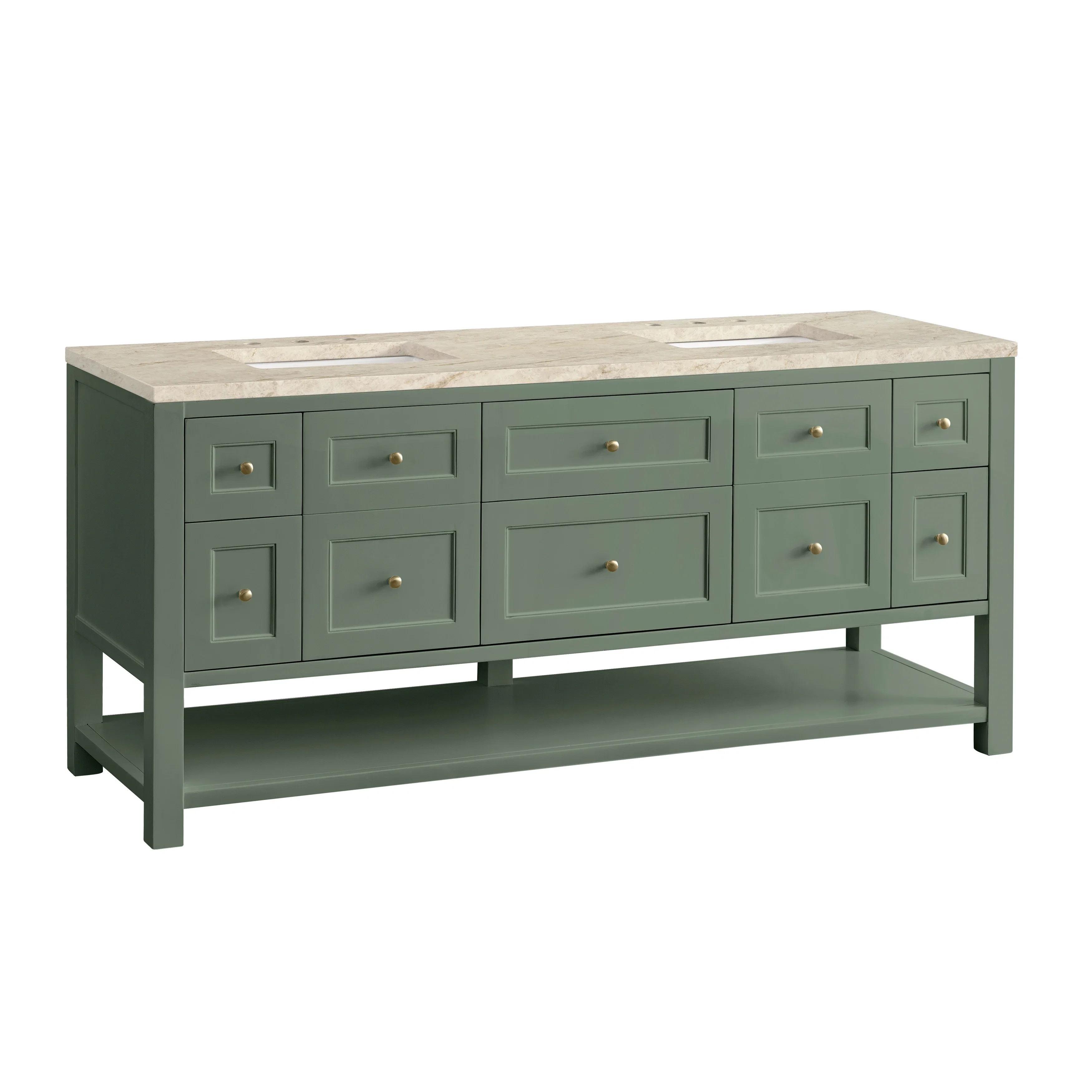 Breckenridge 72" Double Vanity, Smokey Celadon, w/ 3 CM Tajnar Eclos Top