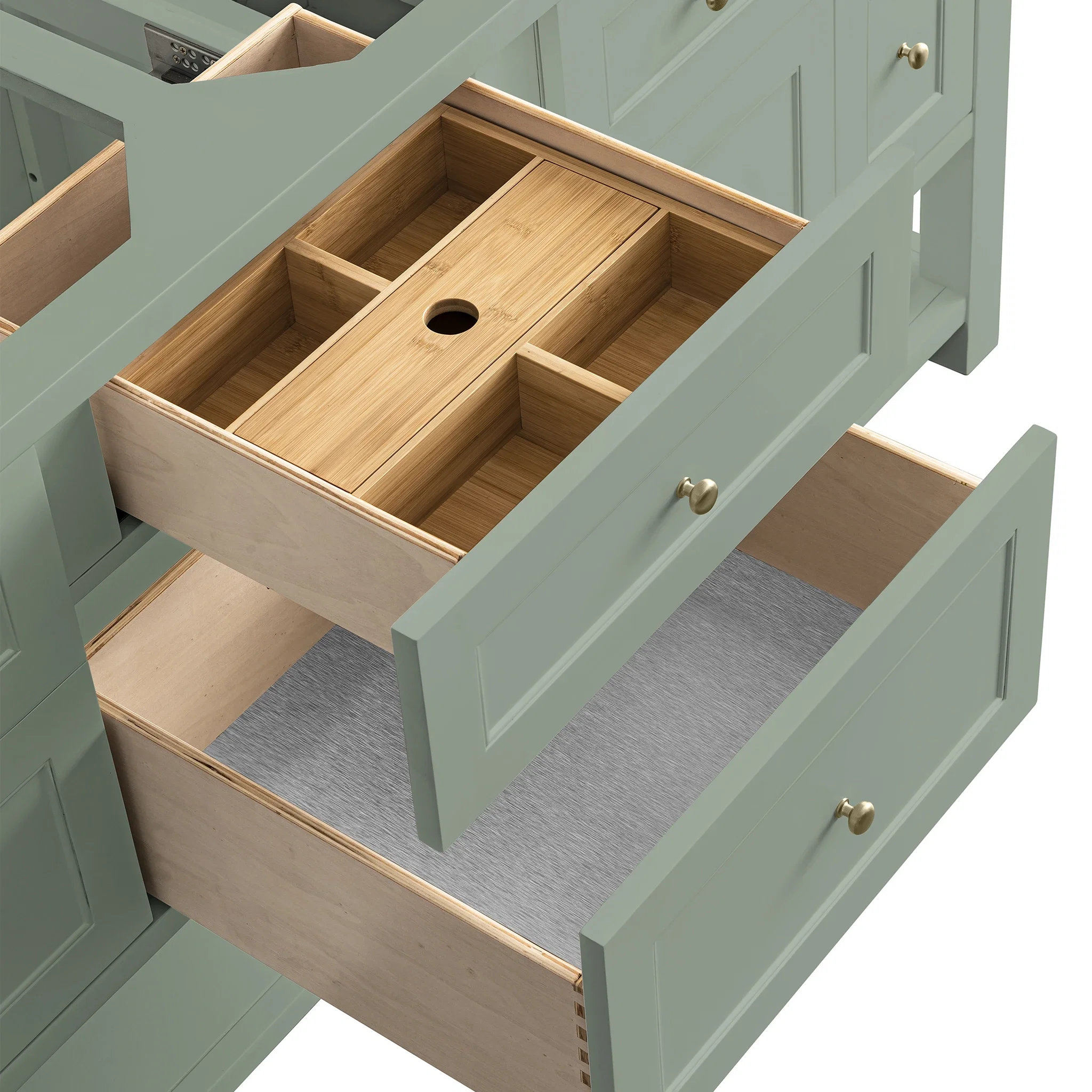 Breckenridge 72" Double Vanity, Smokey Celadon w/ 3 CM White Zeus Top