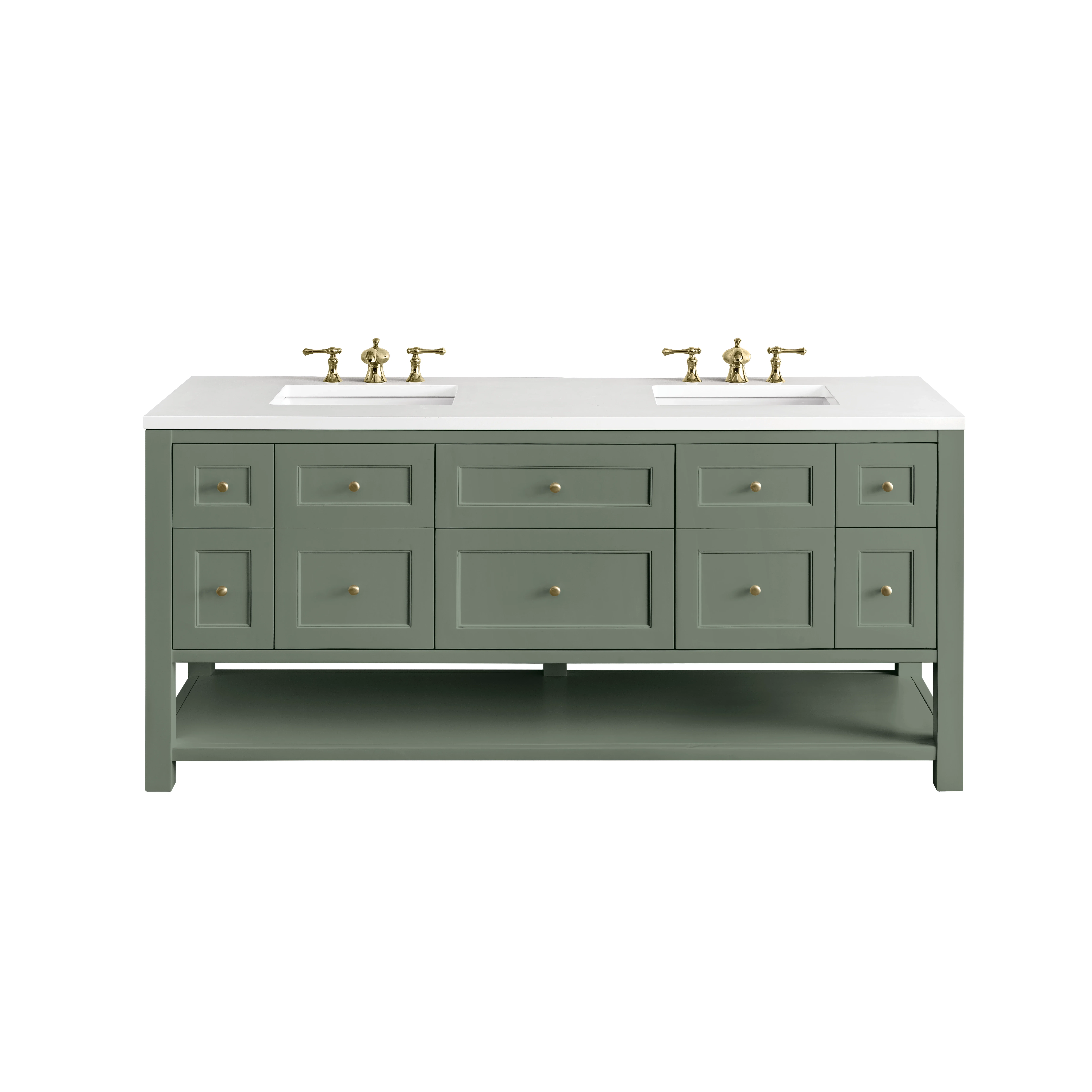 Breckenridge 72" Double Vanity, Smokey Celadon w/ 3 CM White Zeus Top