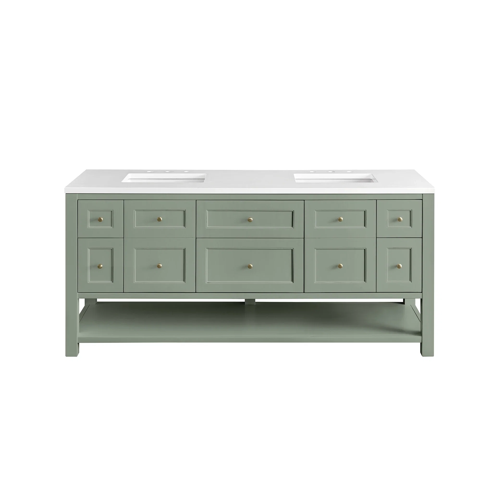 Breckenridge 72" Double Vanity, Smokey Celadon w/ 3 CM White Zeus Top