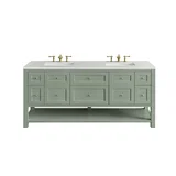 Breckenridge 72" Double Vanity, Smokey Celadon w/ 3 CM Eternal Jasmine Pearl Top w/FreePower Wireless Charger