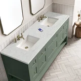 Breckenridge 72" Double Vanity, Smokey Celadon w/ 3 CM Eternal Jasmine Pearl Top w/FreePower Wireless Charger