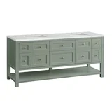 Breckenridge 72" Double Vanity, Smokey Celadon w/ 3 CM Ethereal Noctis Top w/FreePower Wireless Charger