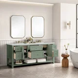 Breckenridge 72" Double Vanity, Smokey Celadon w/ 3 CM Ethereal Noctis Top w/FreePower Wireless Charger