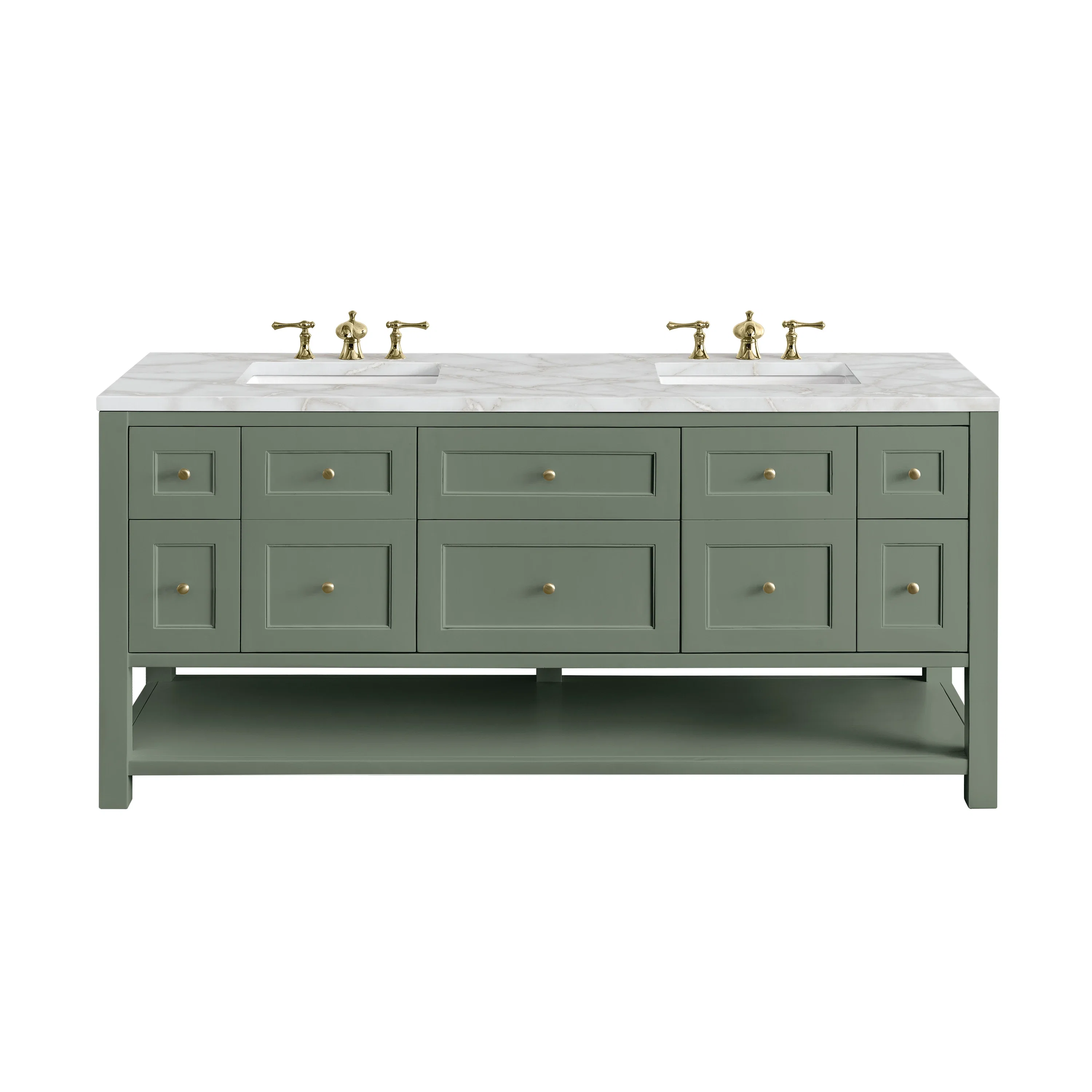 Breckenridge 72" Double Vanity, Smokey Celadon w/ 3 CM Victorian Silver Top w/FreePower Wireless Charger