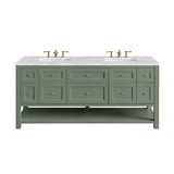 Breckenridge 72" Double Vanity, Smokey Celadon w/ 3 CM Victorian Silver Top w/FreePower Wireless Charger
