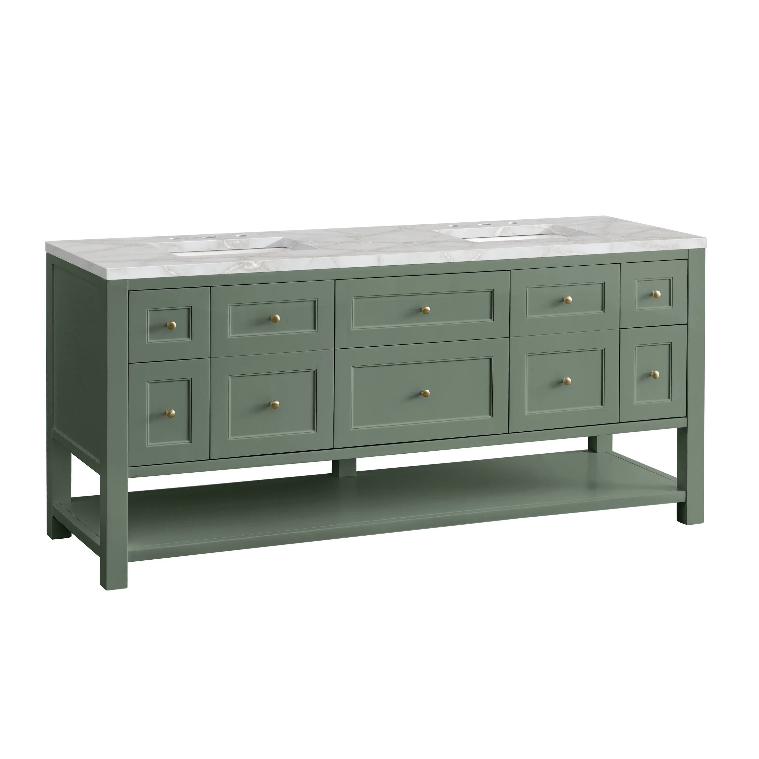 Breckenridge 72" Double Vanity, Smokey Celadon w/ 3 CM Victorian Silver Top w/FreePower Wireless Charger