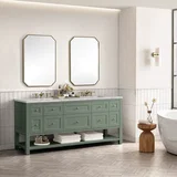 Breckenridge 72" Double Vanity, Smokey Celadon w/ 3 CM Victorian Silver Top w/FreePower Wireless Charger
