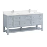 Breckenridge 72" Double Vanity, Serenity Blue, w/ Double Hole 3 CM White Zeus Quartz Top & Backsplash