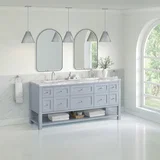 Breckenridge 72" Double Vanity, Serenity Blue, w/ 3 CM Carrara Marble Top