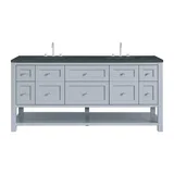 Breckenridge 72" Double Vanity, Serenity Blue, w/ 3 CM Charcoal Soapstone Quartz Top