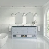 Breckenridge 72" Double Vanity, Serenity Blue, w/ 3 CM Charcoal Soapstone Quartz Top