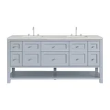 Breckenridge 72" Double Vanity, Serenity Blue, w/ 3 CM Eternal Jasmine Pearl Quartz Top