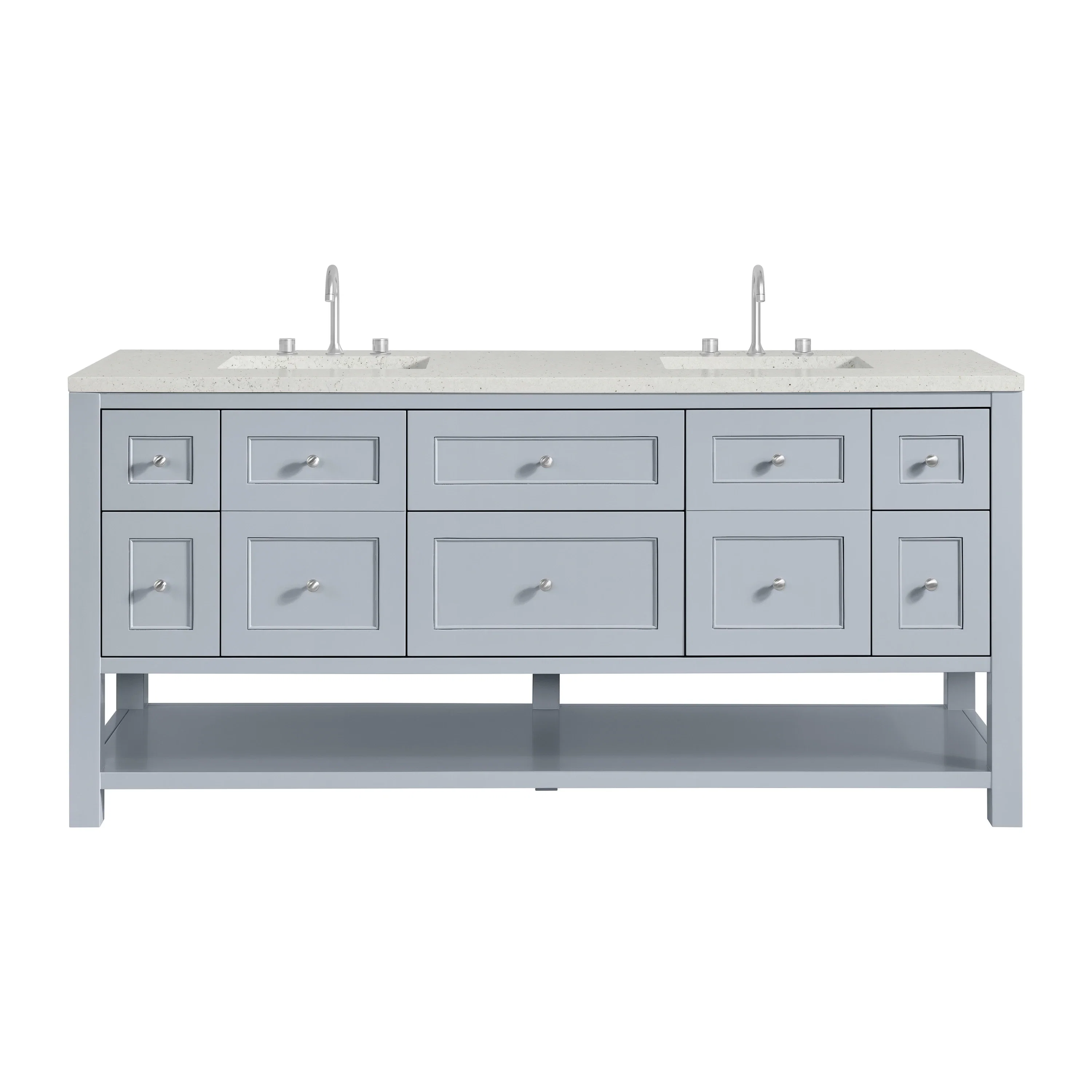 Breckenridge 72" Double Vanity, Serenity Blue, w/ 3 CM Lime Delight Quartz Top
