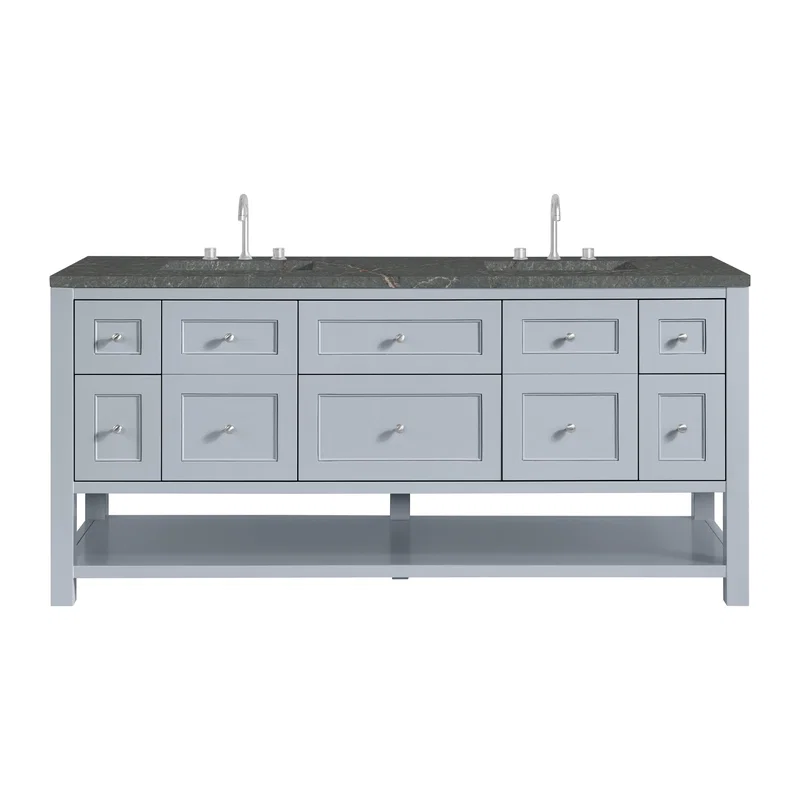 Breckenridge 72" Double Vanity, Serenity Blue w/ 3 CM Parisien Bleu Top