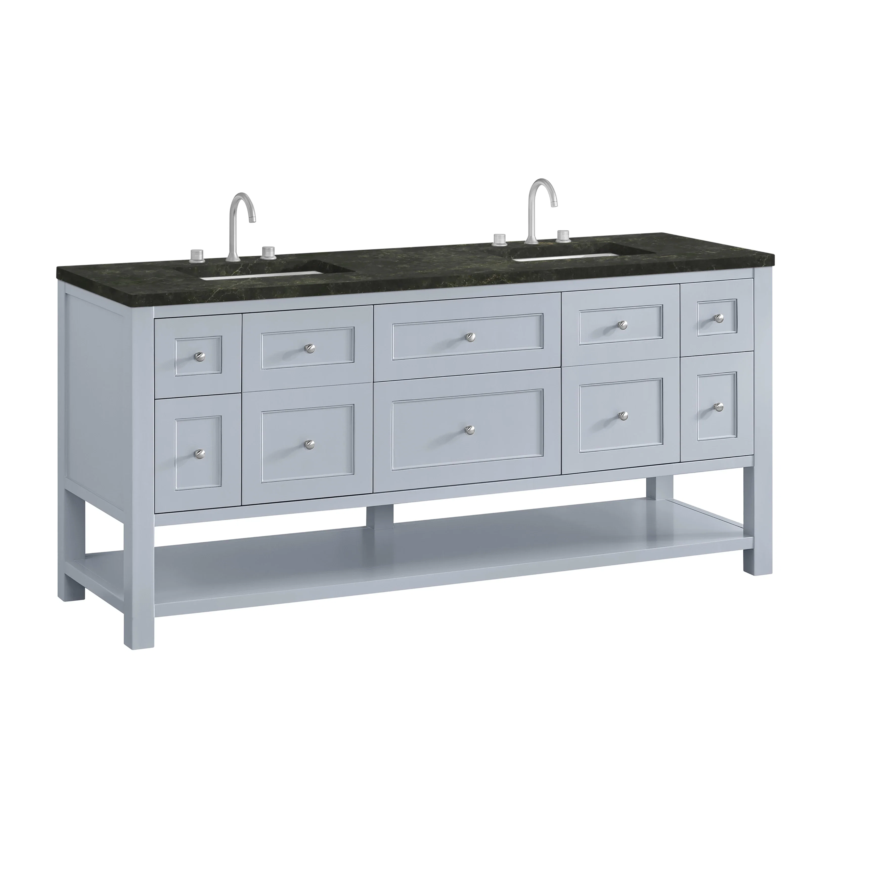 Breckenridge 72" Double Vanity, Serenity Blue, w/ 3 CM Phantome Eclos Top