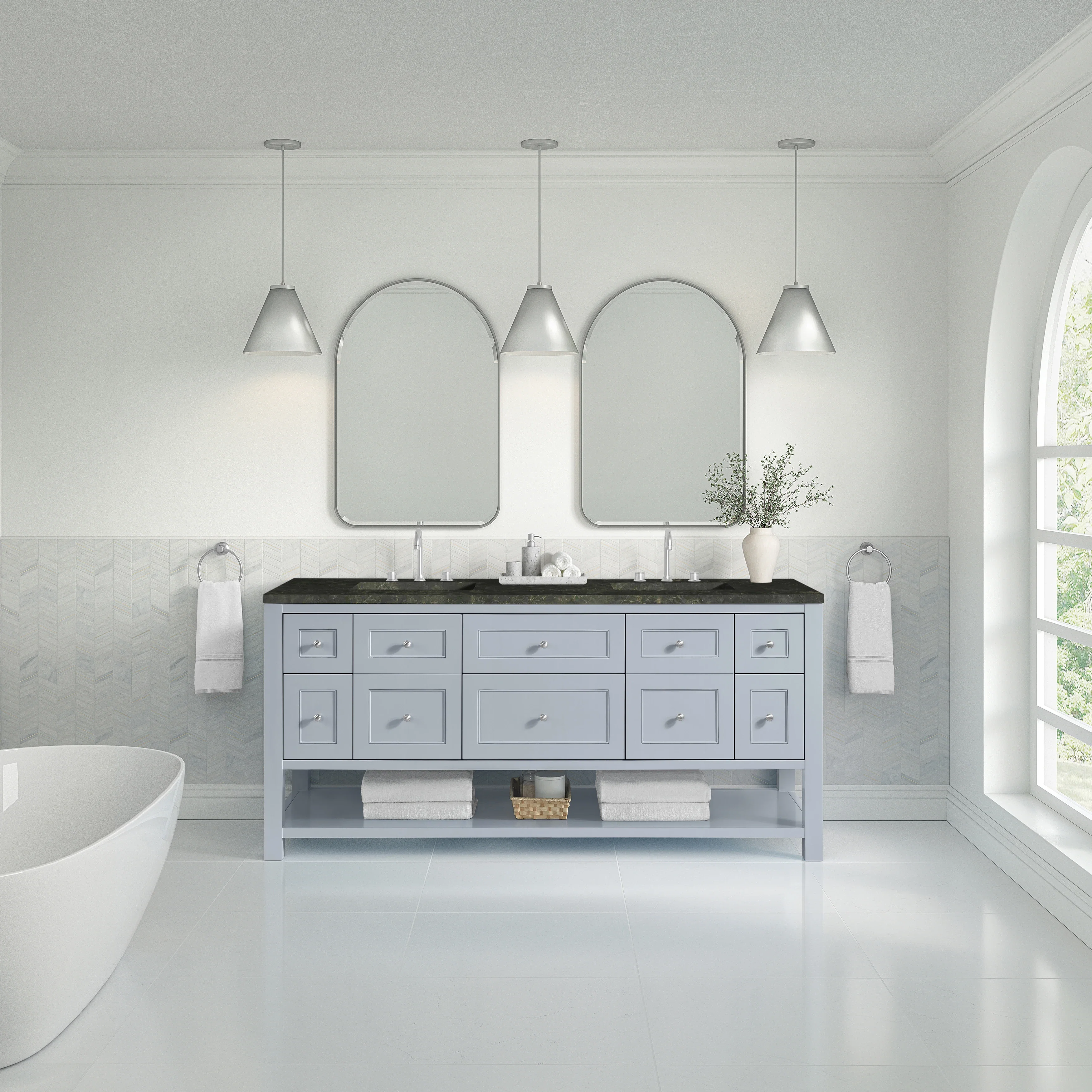 Breckenridge 72" Double Vanity, Serenity Blue, w/ 3 CM Phantome Eclos Top