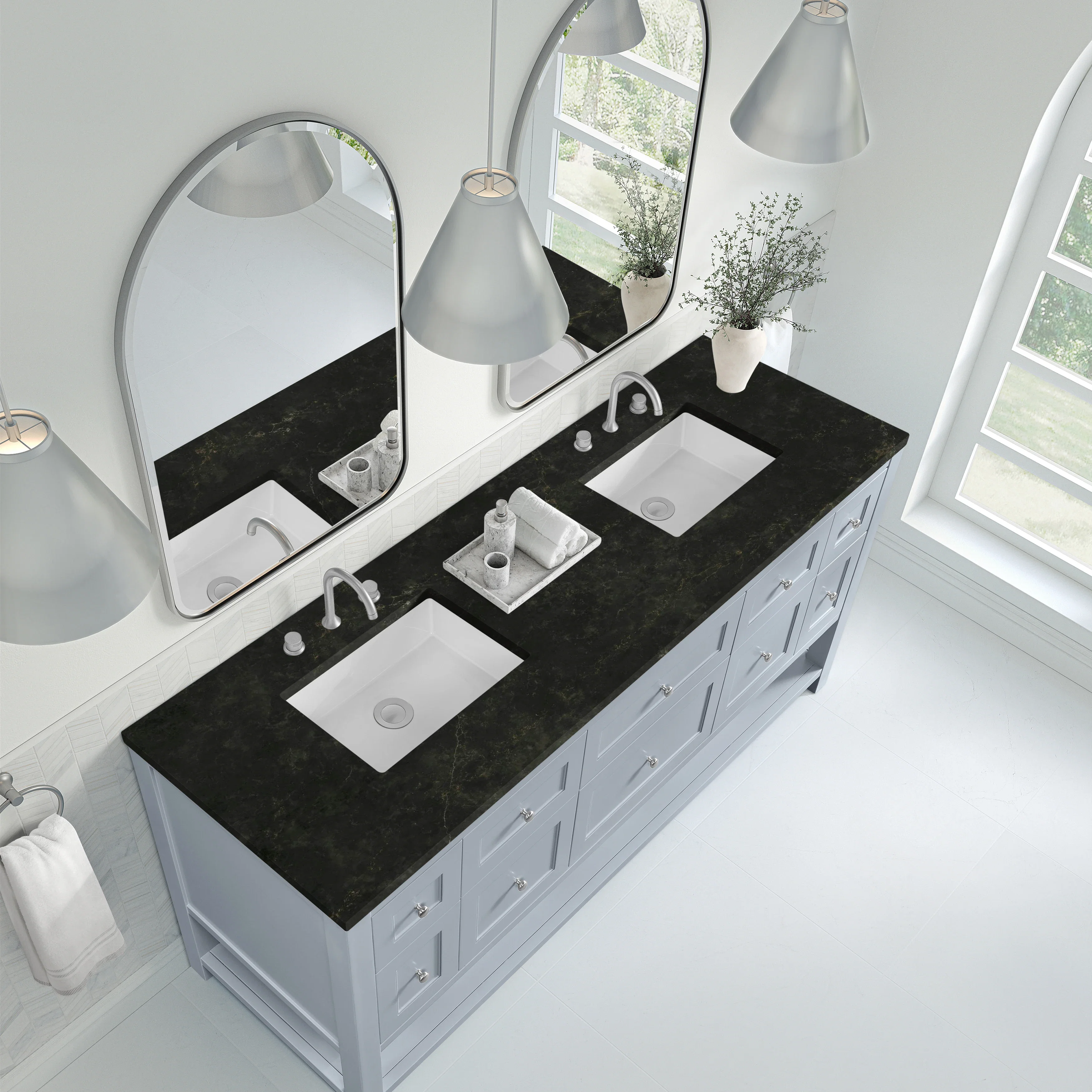 Breckenridge 72" Double Vanity, Serenity Blue, w/ 3 CM Phantome Eclos Top