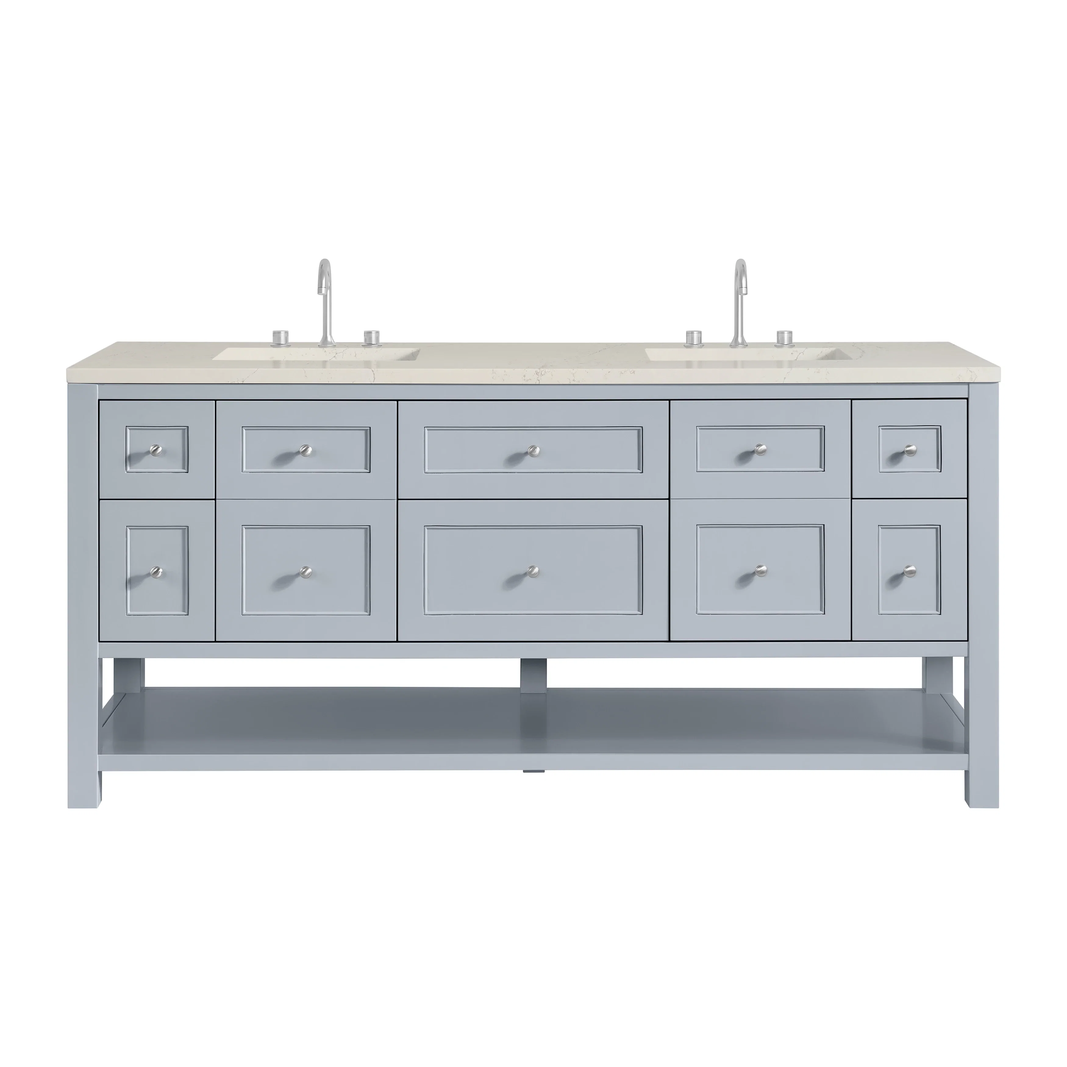 Breckenridge 72" Double Vanity, Serenity Blue, w/ 3 CM Siberian Silestone Top